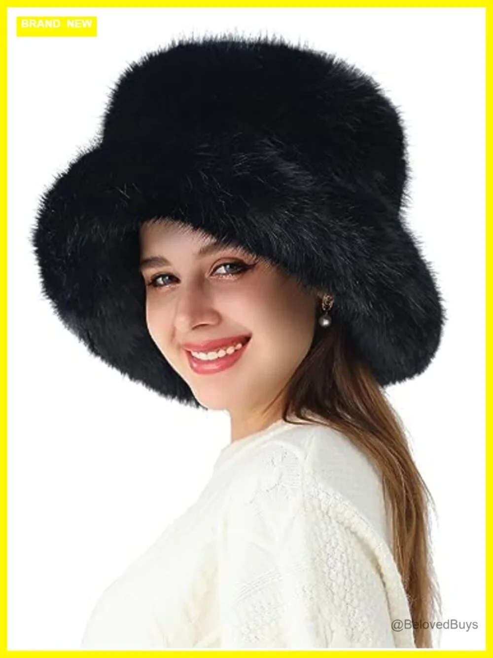 Faux Fur Headband and Bucket Hat 2pc Set for Winter